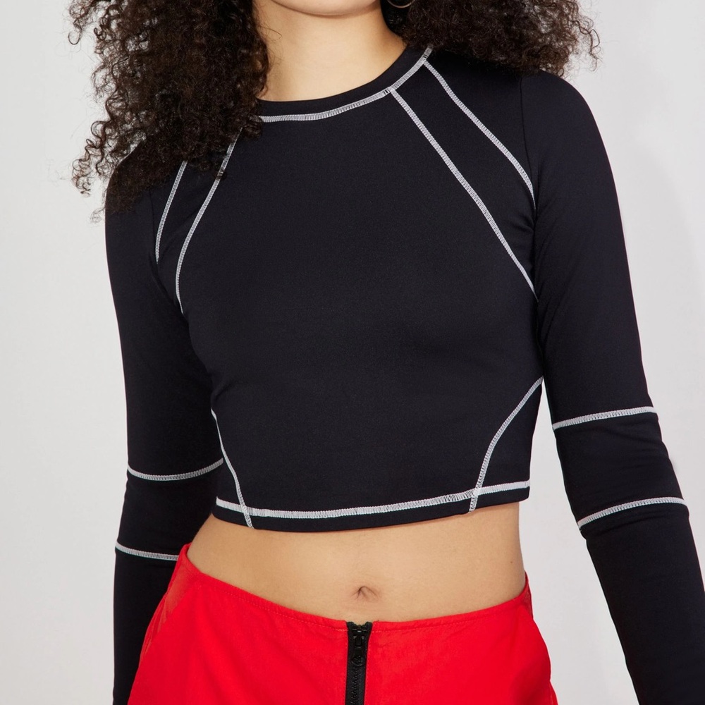 GARAGE Contrast Stitching Long Sleeve Top - Size M